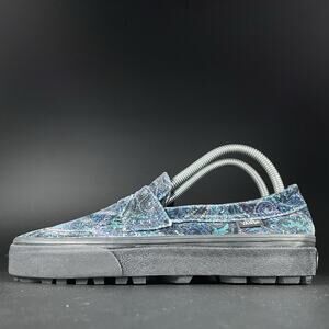 VANS Style 53 Womens 8.5 Velvet Paisley Dark Blue Slip On Penny Loafers Sneakers